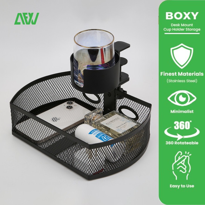

TERLARIS! BOXY Laci Bawah Meja Tempat Penyimpanan Desk Mount Cup Holder Storage Rack Black