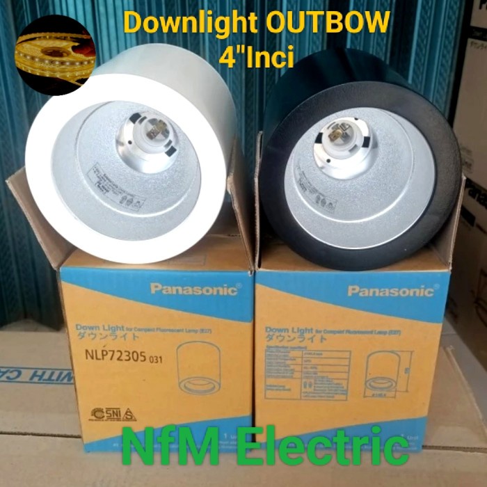 Panasonic Downlight OUTBOW 4"Inci E27/ Kap Lampu Downlight Panasonic 4"Inci Body Hitam