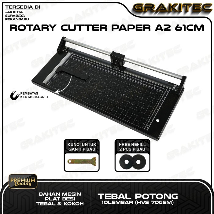 

Rotary Paper Cutter Trimmer A2 / 61 cm - Alat Potong / Pemotong kertas Hvs, Kertas foto Photo