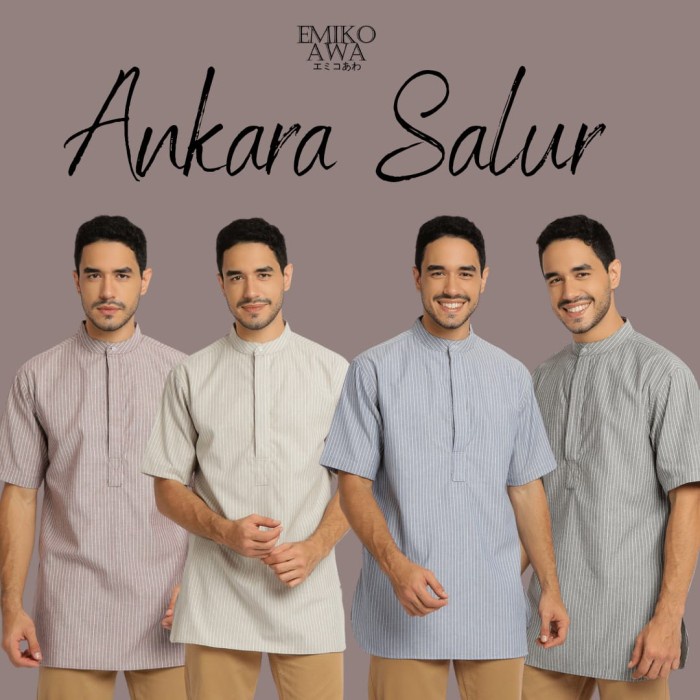 Baju Koko Kurta Pria Ankara Salur - Toraformen Lengan Pendek Premium
