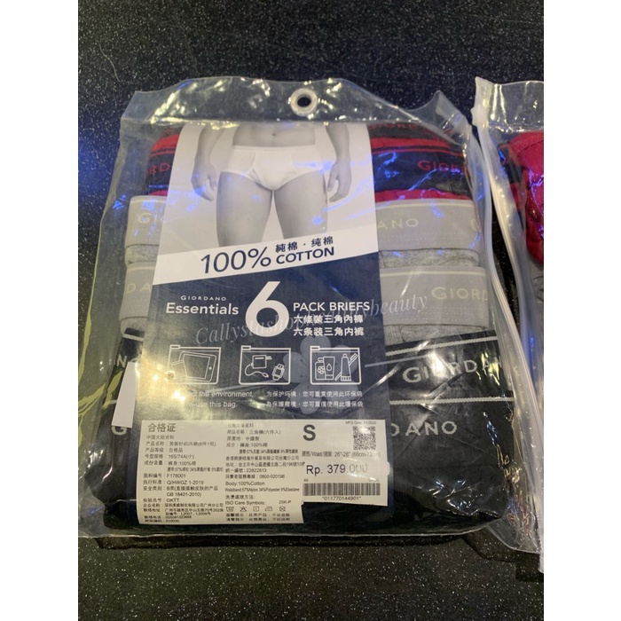 Giordano Celana Dalam Pria Brief Giordano Original Pack Isi 6Pcs Asli 100%