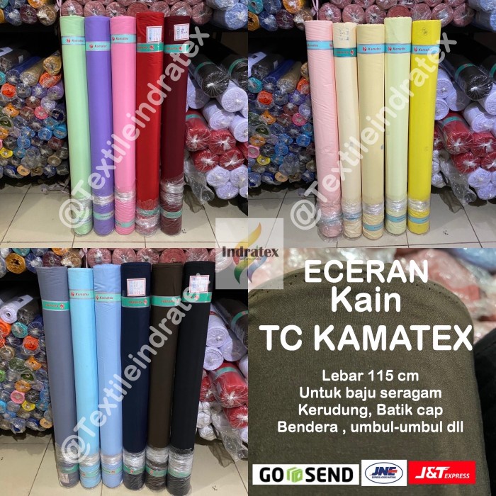 TERUJI KAIN KATUN TC KAMATEX WARNA BAHAN BAJU SERAGAM MASKER JILBAB ECERAN