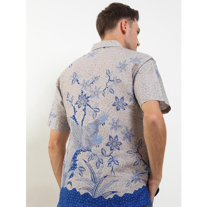 BERGARANSI Arjuna Weda Hem Batik Pria Motif Cendrawasih 2 - Body Fit Bahan Katun Lengan Pendek