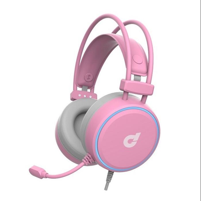 terbaru  dbe gm190 7.1 virtual surround gaming headphone - pink edition headset ready