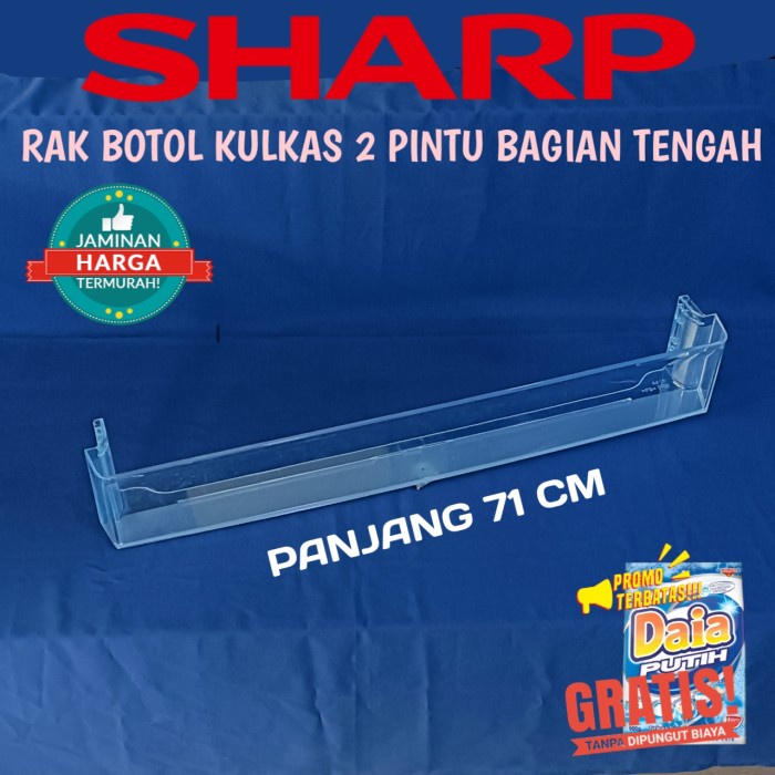 Produk Terbaik] RAK BOTOL KULKAS SHARP 2 PINTU BAGIAN TENGAH PANJANG 71 cm ORIGINAL