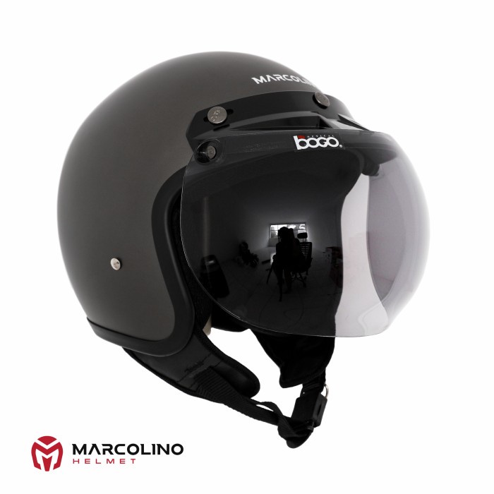 Helm Bogo Retro Premium Marcolino Abu-Abu Doff SNI