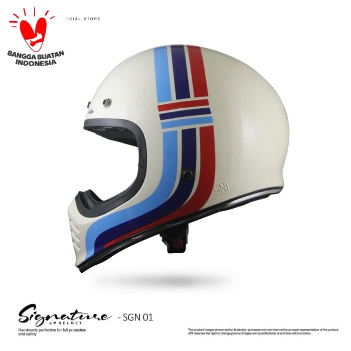 Helm JP Retro Signature SGN 01 White Cream Gloss/Black