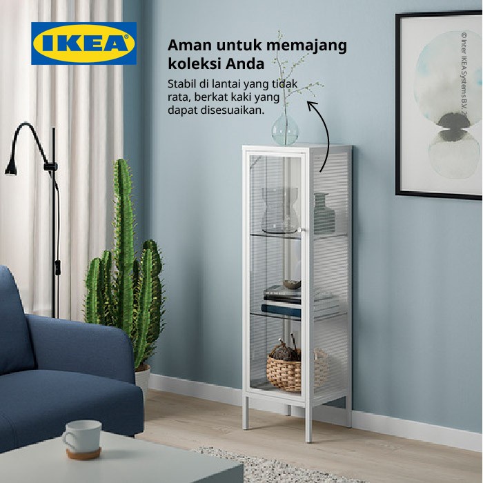 IKEA BAGGEBO LEMARI PAJANGAN DENGAN PINTU KACA 34X30X116 CM
