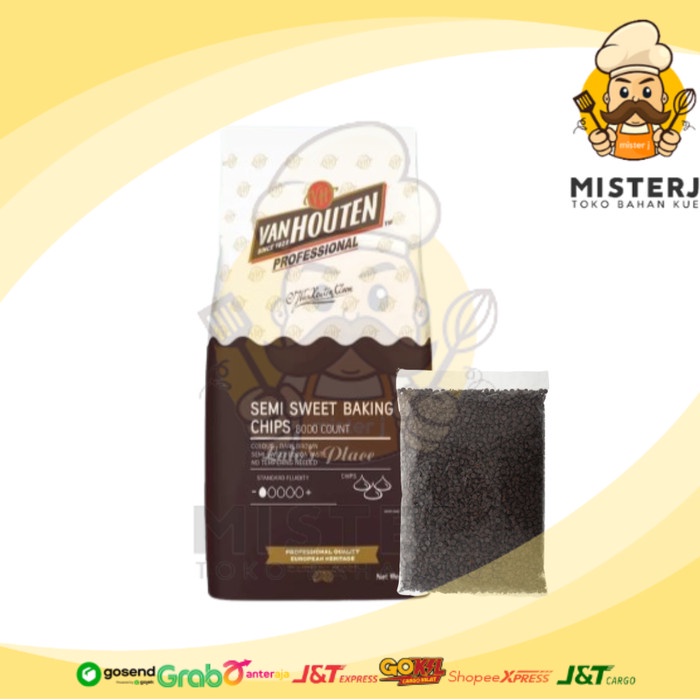VAN HOUTEN DARK SEMI CHOCOLATE CHIPS KEMASAN REPACK COKLAT BATANG KODE 1341