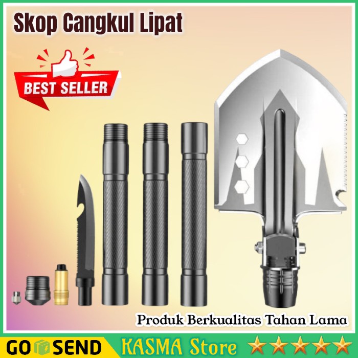 Sekop Cangkul Lipat Outdoor Portable Tools Multifungsi Pisau Army