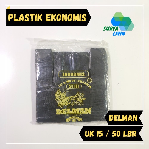 PROMO Kantong Plastik Kresek Delman Ekonomis Uk. 15 Hitam isi 50 lembar
