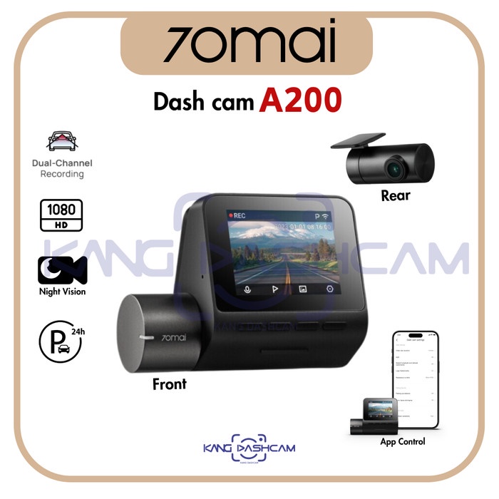 BISA GOSEND 70MAI A200 DASHCAM DUAL CAMERA DASH CAM KAMERA MOBIL KUALITAS TERBAIK