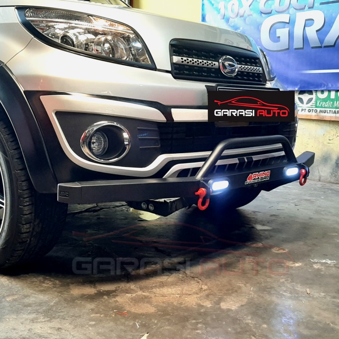BISA GOSEND TANDUK DEPAN TOWING BAR RHINO BUMPER GUARD RUSH TERIOS LAMA 2005 -2017 WITH LED DRL