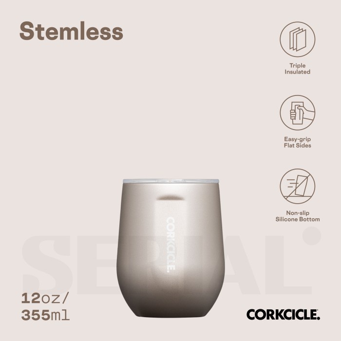 CORKCICLE Stemless 12oz - Latte / Oat Milk