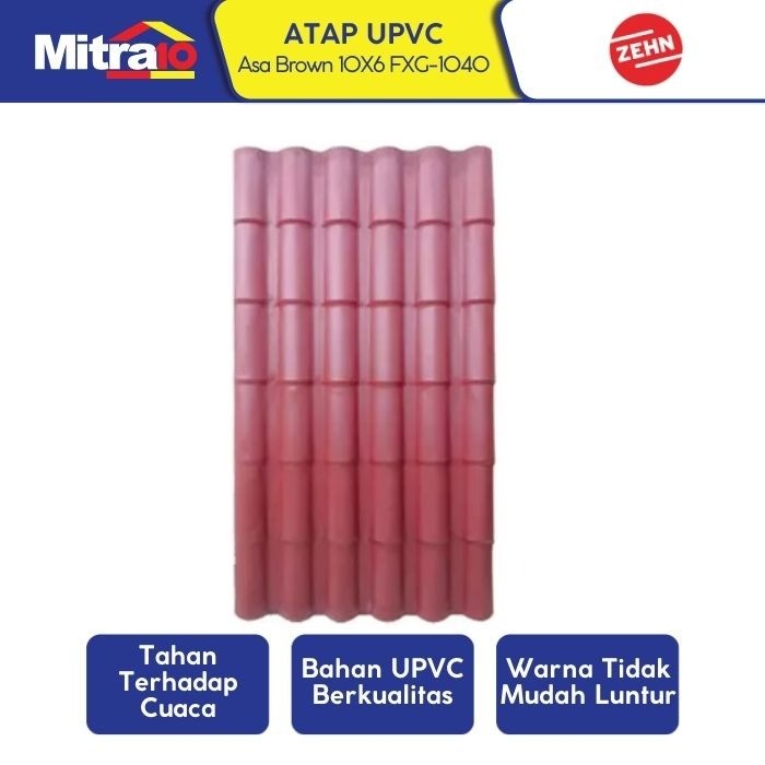 Zehn Genteng Atap Royal Roof Tile Upvc Asa Cokelat 10X6 Fxg-1040