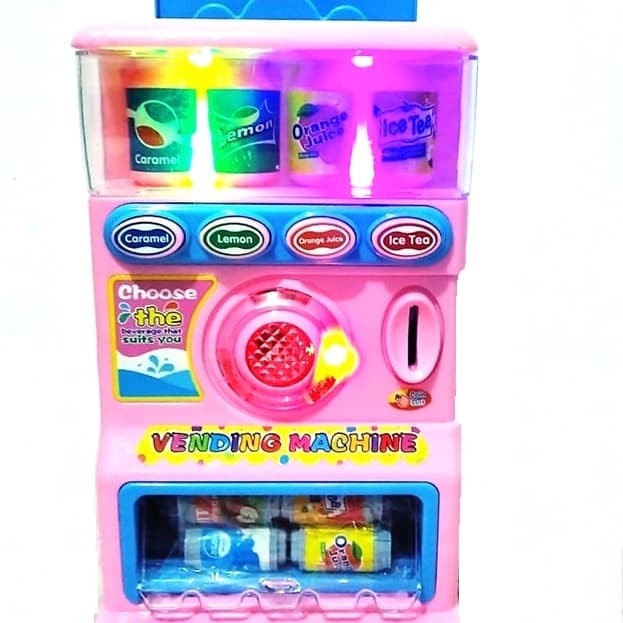 TERBARU MAINAN MESIN PENJUAL MINUMAN OTOMATIS KOIN VENDING MACHINE NYALA LAMPU