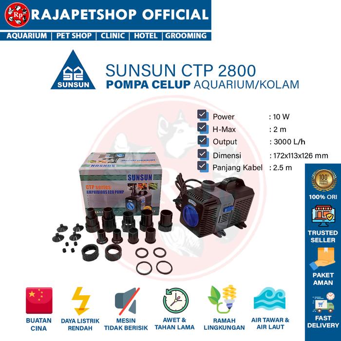 ( POMPA AIR ) SUNSUN CTP 2800 SUBMERSIBLE WATER PUMP POMPA CELUP KOLAM AQUARIUM HIDROPONIK LOW WATT
