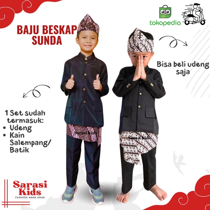 Baju adat sunda beskap jawa sunda jas hitam anak kostum adat sunda