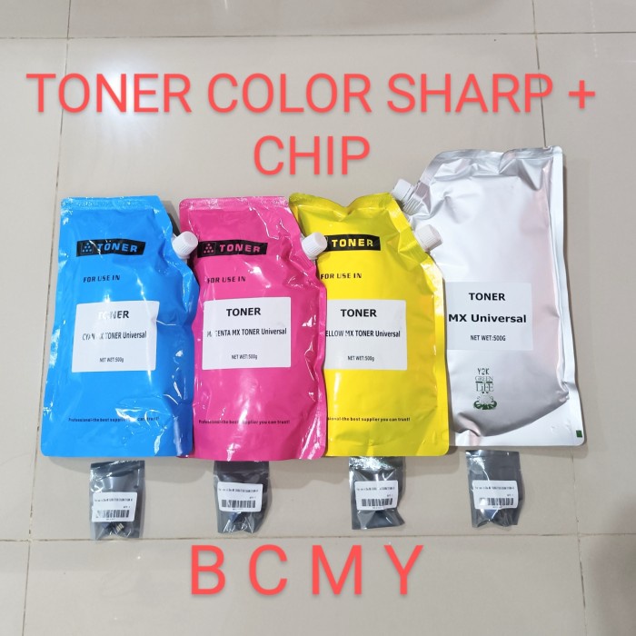 Toner dan chip SHARP fotocopy color 1set paket
