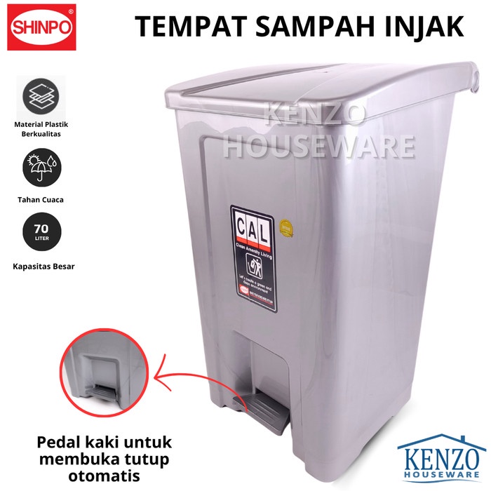PREMIUM Tempat Sampah Injak 70 Liter SHINPO Tong Sampah Besar 70L SIP 790