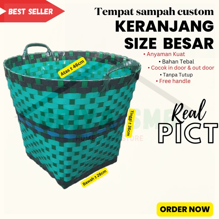 PREMIUM Tempat Sampah Besar / Tong Sampah Plastik Besar Awet Anyaman Terlaris