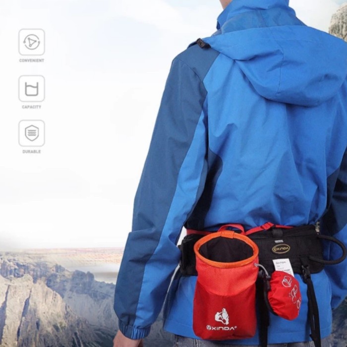 XINDA H-PJ32 Merah Chalk Bag Climbing Tas Equipment Original