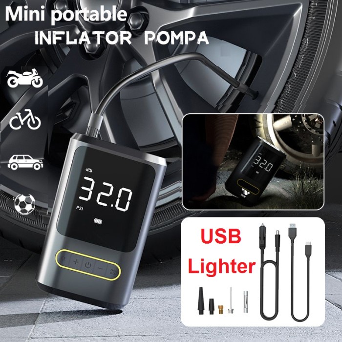 Pompa Ban Electric Air Pump Inflator Portable USB Lighter Pompa Ban Motor Pompa Sepeda Mobil Pompa