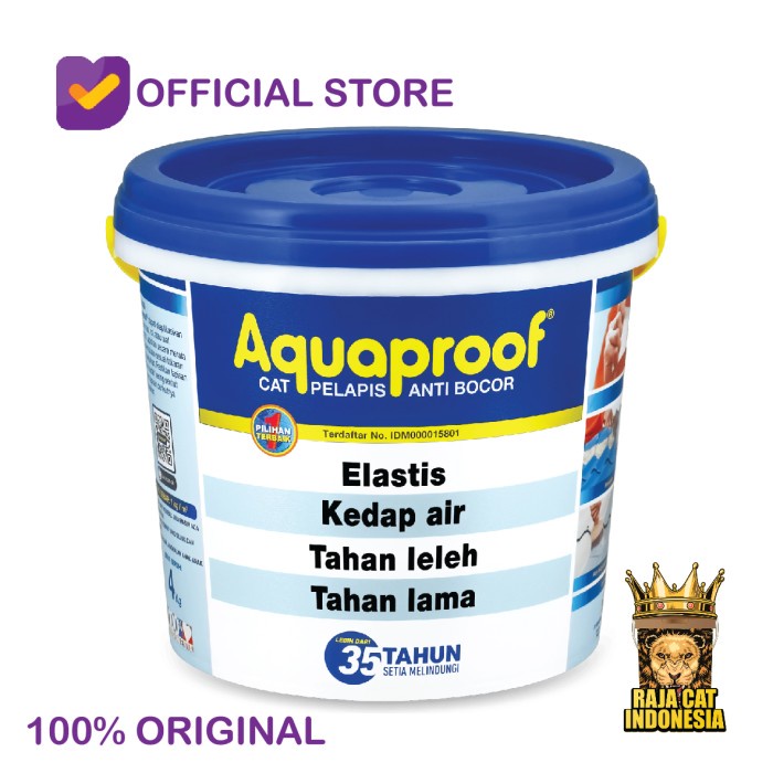 Cat Tembok Pelapis Anti Bocor Aquaproof Semua Warna 4 Kg Galon