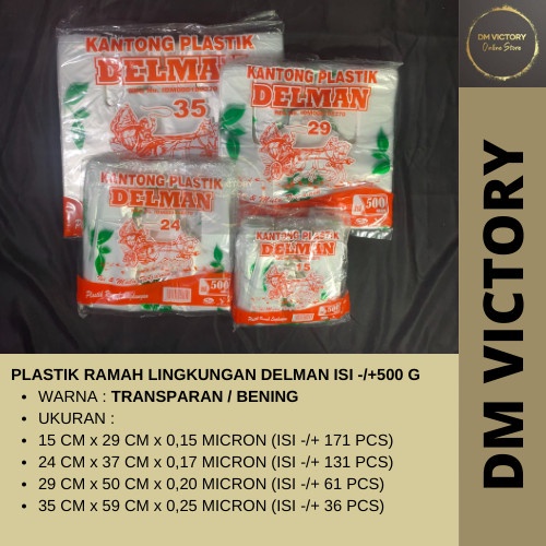 PRODUK TERBATAS Kantong Plastik / Kresek Transparan Ramah Lingkungan DELMAN @500gr
