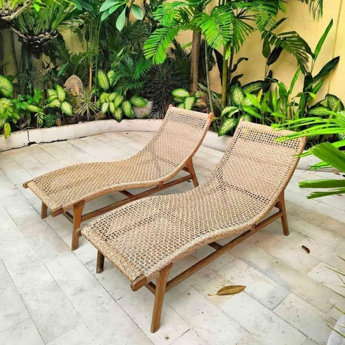 PREMIUM kursi santai bale bale kursi outdoor rotan rattan sintetis kayu Jati