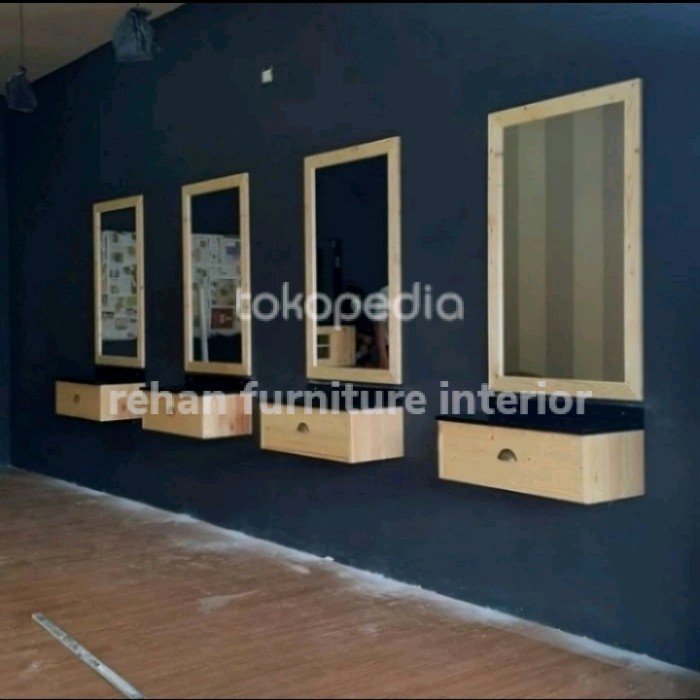 PREMIUM meja barbershop / meja pangkas rambut / meja barbershop kayu