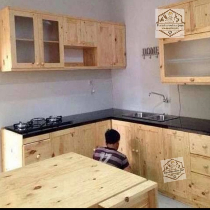 PREMIUM kitchen set natural finishing kayu jati Belanda..