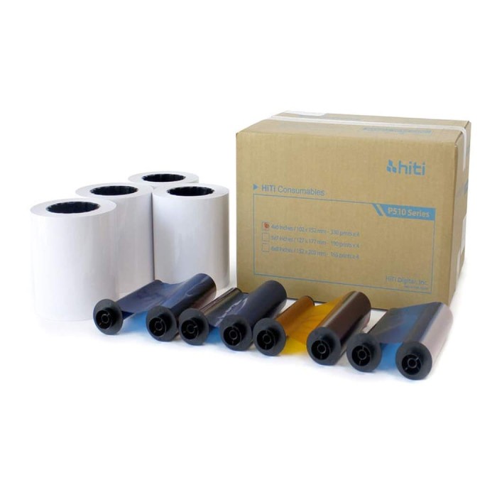 

TERLARIS! HITI P510 G2 4R 4x6" Set Of 4 Ribbons / Paper Roll Set (1320 prints)