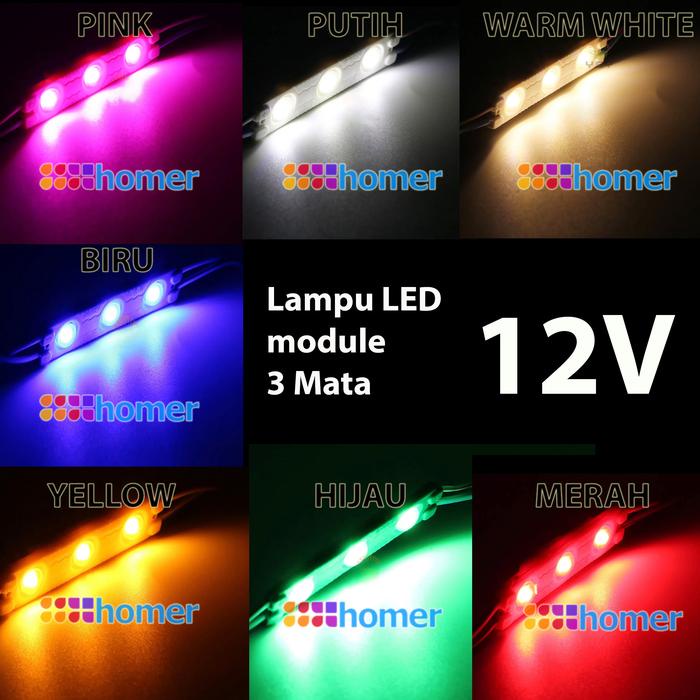 READY Lampu LED Modul 3 Mata 2835 waterproof 12V 12 V Volt Lampu Modul LED 12v 3 Mata led module