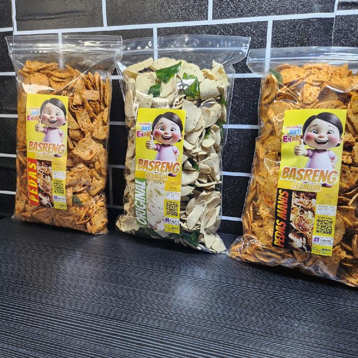 

terbaru !!! [promo 1.5kg bundling] basreng premium 3 varian rasa - food snack keripik cod ready