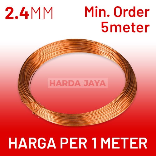 KAWAT EMAIL TEMBAGA 2.4MM PER 1METER - METERAN 2,4 MM PER 1M