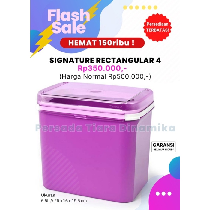 TUPPERWARE SIGNATURE RECT 4 6,5L (1) - WADAH PENYIMPANAN SERBAGUNA Kode 1202