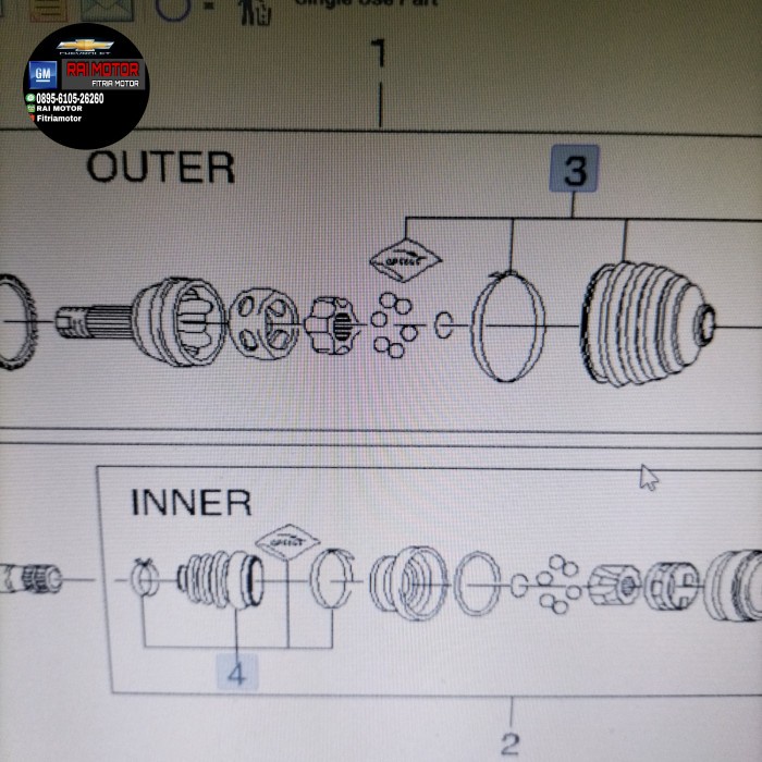 Ready Karet boot CV joint outer optra estate 1.6 /karet boot CV joint iner