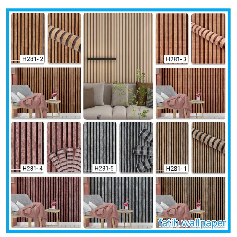 Favorit Walpaper dinding motif elegan panel kayu / biru / cream / cokelat / wallpaper dekorasi Beli