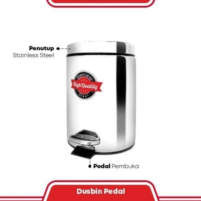 Tempat Sampah Injak Stainless 12 Liter Maspion/Tong Sampah Injak New