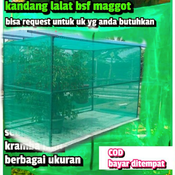 PREMIUM kandang lalat bsf 2x2x2 siap pake jaring bsf gantung