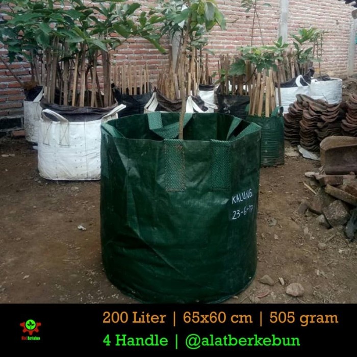 PREMIUM Pot Tanaman Tabulampot Bahan Terpal Kuat Awet 65x60 cm 200L Hijau Easy Grow Original