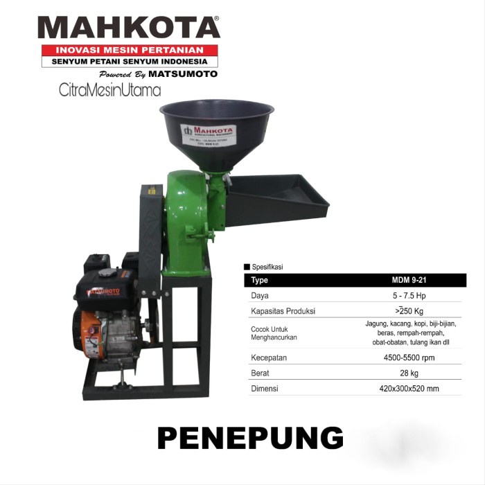 Terbaik Mesin Penepung Disk Mill Mahkota Mdm 9-21