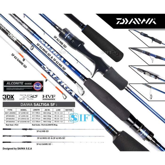 Joran Jigging OH DAIWA SALTIGA SF 62MB One piece Fuji Guides+Seat