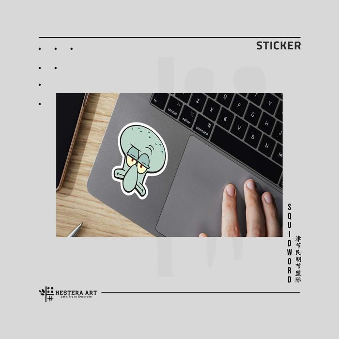 Stiker Squidward Vinyl Doff Laminasi Stiker Spongebob Squarepants Sticker Foto