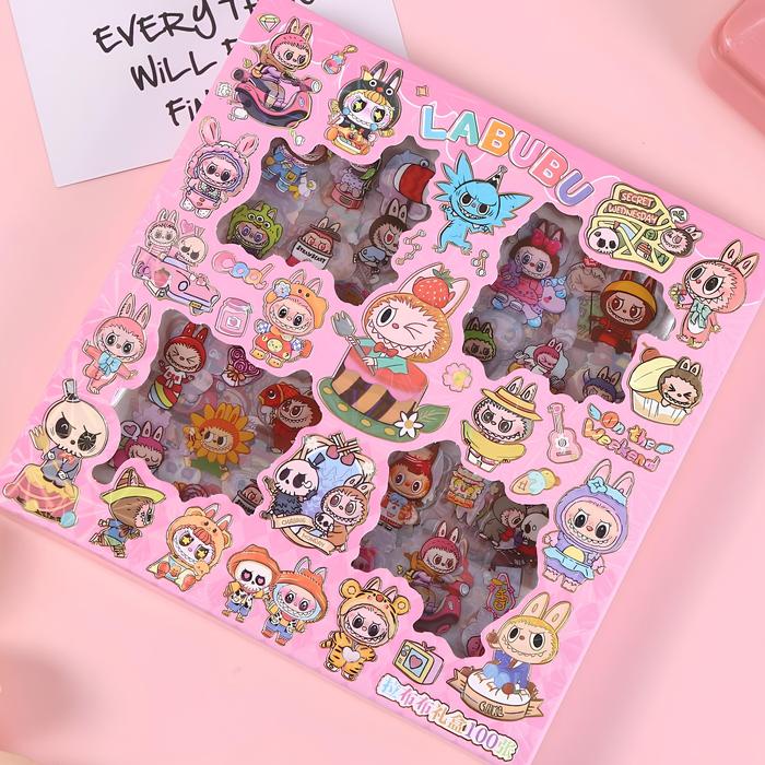 

100Pcs Stiker Labubu Viral Kawaii Sticker No Repeat Sticker Sanrio Kuromi My Melody Hello Kitty