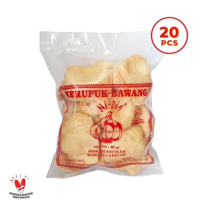 

BARANG TERLARIS #PAKET MURAH 20 PCS#Kerupuk/Krupuk/Kripik Bawang Nidia 80 gram