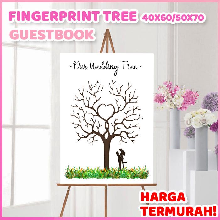 SALE !!! KANVAS WEDDING TREE FINGERPRINT GUEST BOOK 40X60 CM CANVAS LUKISAN POHON SIDIK JARI FINGER