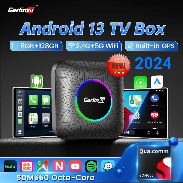 Carlinkit Ai Box Android 13 Ambient Led SDM660 Octa Core Wireless