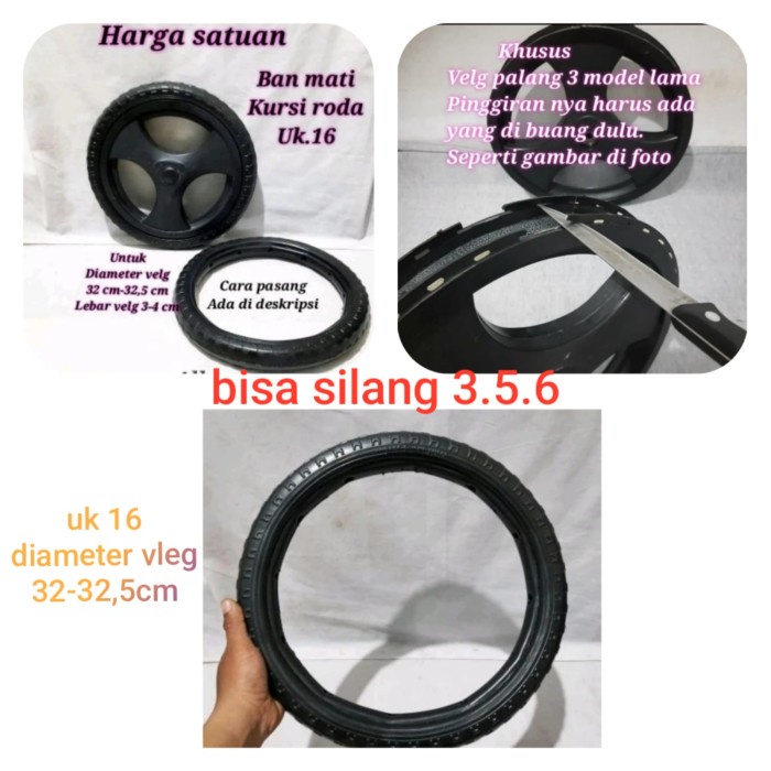 Ready ban mati kursi roda ukuran 16/ban belakang kursi roda travel uk 16